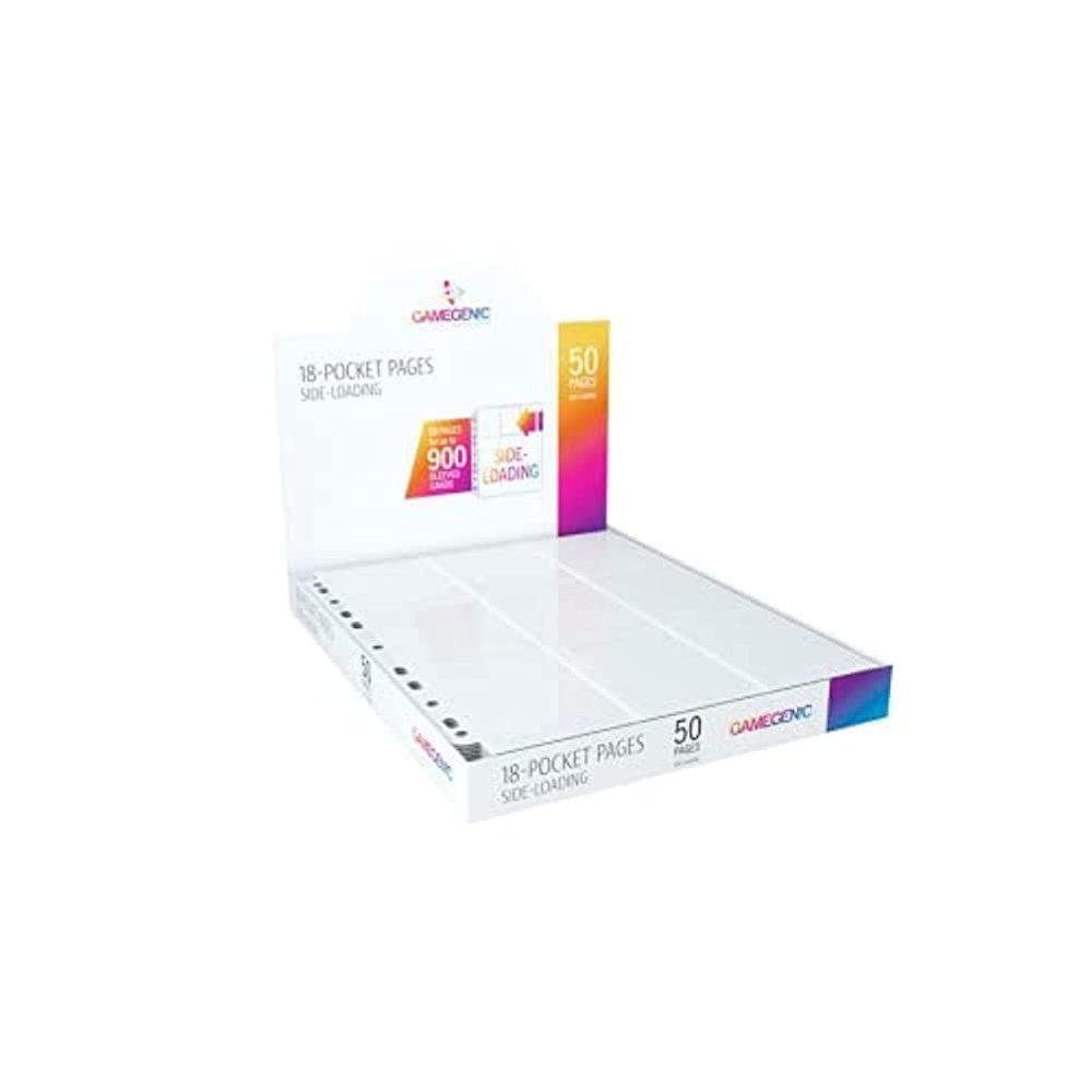 18-Pocket Pages Side-Loading (50 Pack) | Holds Standard and Japanese Cards | Durable Trading Card and Collectible Card Game Organizer | Optimized for Double-Sleeved Cards | White | Made by Gamegenic
