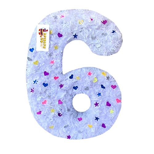 20" Tall Number Six Piata for Sixth Birthday White Color Doughnut Theme Sweets Birthday Party Supplies Do not Grow Up Theme