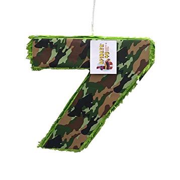 APINATA4U 20" Tall Green Camouflage Number Seven Pinata