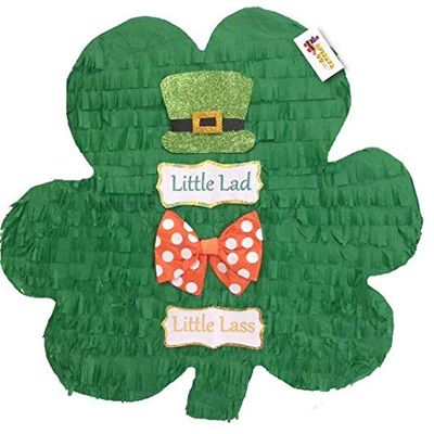 APINATA4U St. Patrick's Day Pinata 17" Shamrock Shape Little Lad or Little Lass Theme Lucky Green Color St Pats Day St Patricks Day