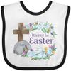 inktastic It's My 1st Easter with Cross and Flowers Baby Bib White and Black 3a452 view 1