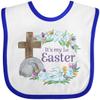 inktastic It's My 1st Easter with Cross and Flowers Baby Bib White and Royal 3a452 view 1