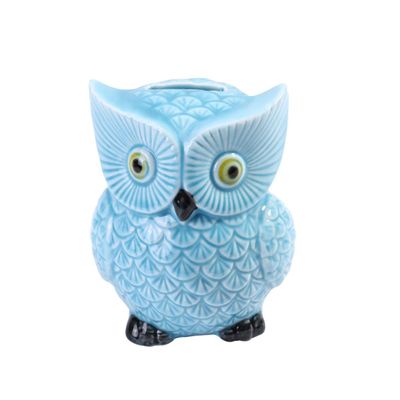 1pc Owl Shaped Saving Box Ceramic Chic Stylish Adornment Craft Saving Pot Piggy Bank for Tabletop Desktop TV Cabinet Kids