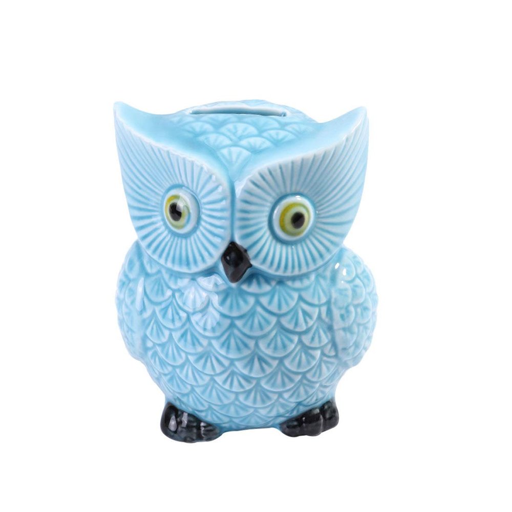 1pc Owl Shaped Saving Box Ceramic Chic Stylish Adornment Craft Saving Pot Piggy Bank for Tabletop Desktop TV Cabinet Kids