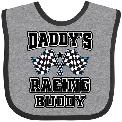inktastic Daddys Racing Buddy Car Flags Baby Bib Heather and Black 3a460