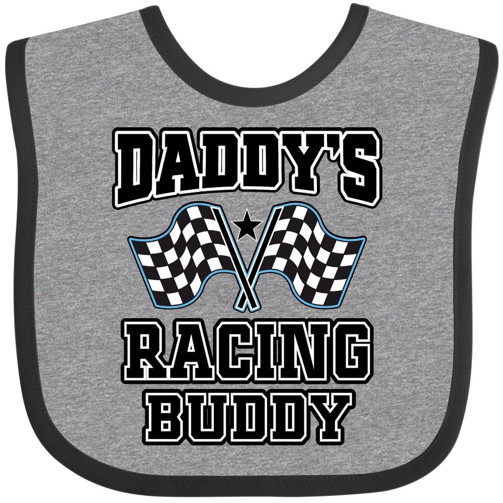 inktastic Daddys Racing Buddy Car Flags Baby Bib Heather and Black 3a460