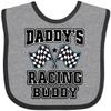 inktastic Daddys Racing Buddy Car Flags Baby Bib Heather and Black 3a460 view 1