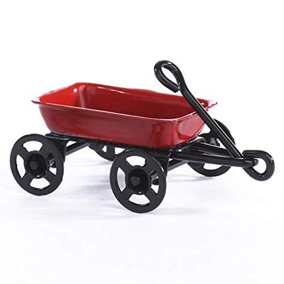 Factory Direct Craft Package of 3 Dollhouse Miniature Red Wagon for Crafting, Displaying and Holiday Decorating
