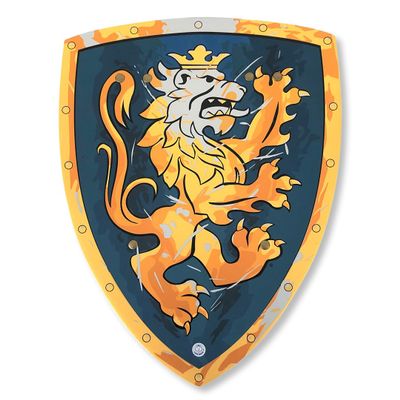 Liontouch - Noble Knight Foam Shield for Kids, Blue/Medium - Age 3-8 | 15.4 x 11.8 in | Medieval Pretend Play Toy with Golden Lion Theme | Safe Battle Accessory for Dress Up & Costumes for Boys