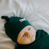 emb Top Knot Beanie Hat for Babies 0-3 Months - Spruce | Head Cover for Babies 6-14 lbs | Coordinates with Swaddles | 100% Jersey Cotton | Baby Clothing Accessory view 2