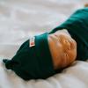 emb Top Knot Beanie Hat for Babies 0-3 Months - Spruce | Head Cover for Babies 6-14 lbs | Coordinates with Swaddles | 100% Jersey Cotton | Baby Clothing Accessory view 4