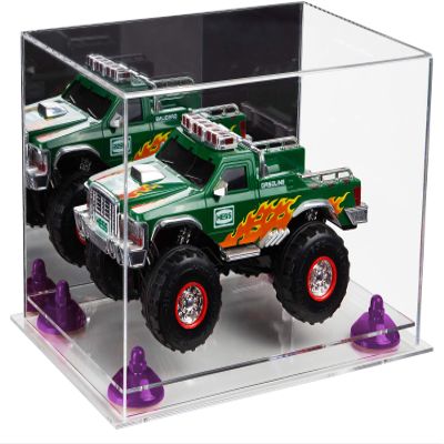 Better Display Cases Versatile Acrylic Display Case - Medium Rectangle Box with Mirror, Purple Risers and Clear Base 12" x 8.25" x 8" (A004-PR)