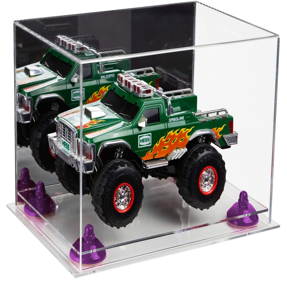 Better Display Cases Versatile Acrylic Display Case - Medium Rectangle Box with Mirror, Purple Risers and Clear Base 12" x 8.25" x 8" (A004-PR)