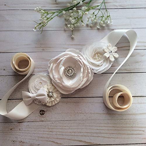 All Beige Wedding Sach, Bridal Belt, Flower Girl Sash Maternity Sach, Beige-Off White Maternity Sach. Photo Prop Sach, Baby Shower Maternity Sach