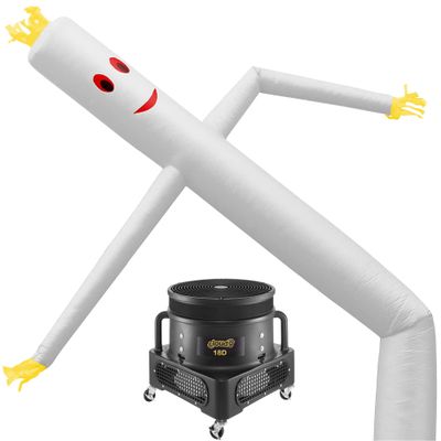 Cloud 9 Inflatable Wacky Waving Tube Man with Blower, White 20 ft Dancing Air Puppet with Flailing Arms