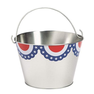 Patriotic Metal Pail Large - Party Supplies - 3 Pieces