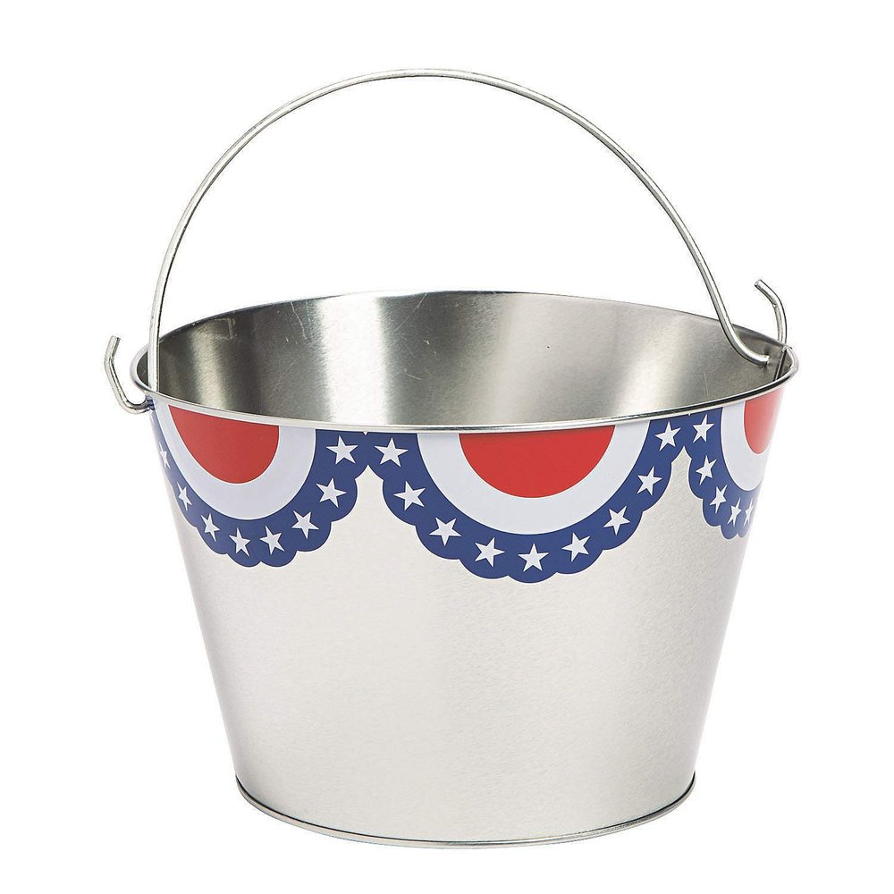 Patriotic Metal Pail Large - Party Supplies - 3 Pieces