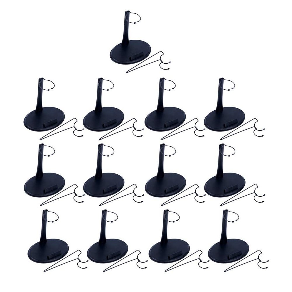 13 PCS 12 inch Dolls Stand Plastic Action Figure Stand 1/6 Scape U & Ring Shape Action Figures Base Display Stand for Figures Black