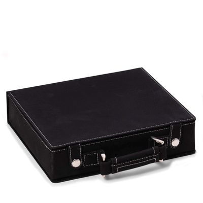 Bey-Berk Parker 100-Chip Black Poker Set, Leatherette Case with 11.5g Clay Composite Chips, Playing Cards and Dice
