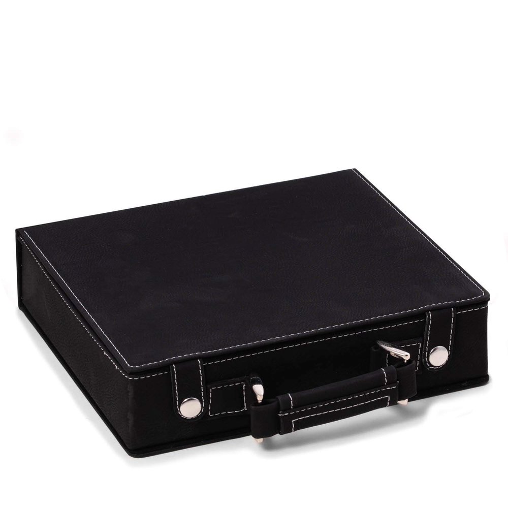 Bey-Berk Parker 100-Chip Black Poker Set, Leatherette Case with 11.5g Clay Composite Chips, Playing Cards and Dice