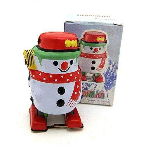 Charmgle Wind-Up Tin Toy Snowman, Retro Walking Robot Adult Collection Clockwork Toy, Xmas Party Favor Toys Home Bar Decoration