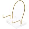 Plymor Clear Acrylic Base with Adjustable Brass Rods and Curved Back to Hold Rock, Fossil, and Mineral Specimen, 4.125" H x 3.125" W x 2.5" D (1.5" Arm Length) (3 Pack) view 1