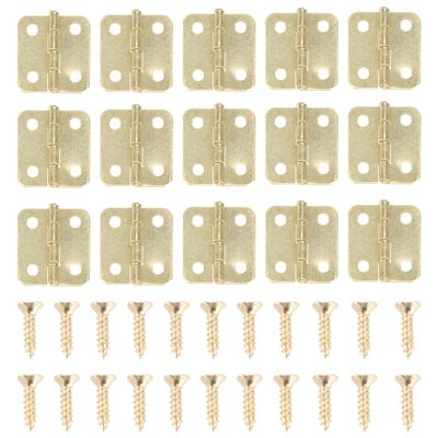 20pcs Dollhouse Mini Hinges Hardware Miniature 1: Dollhouse Miniature Furniture Cabinet Closet with 80 Screws Yellow