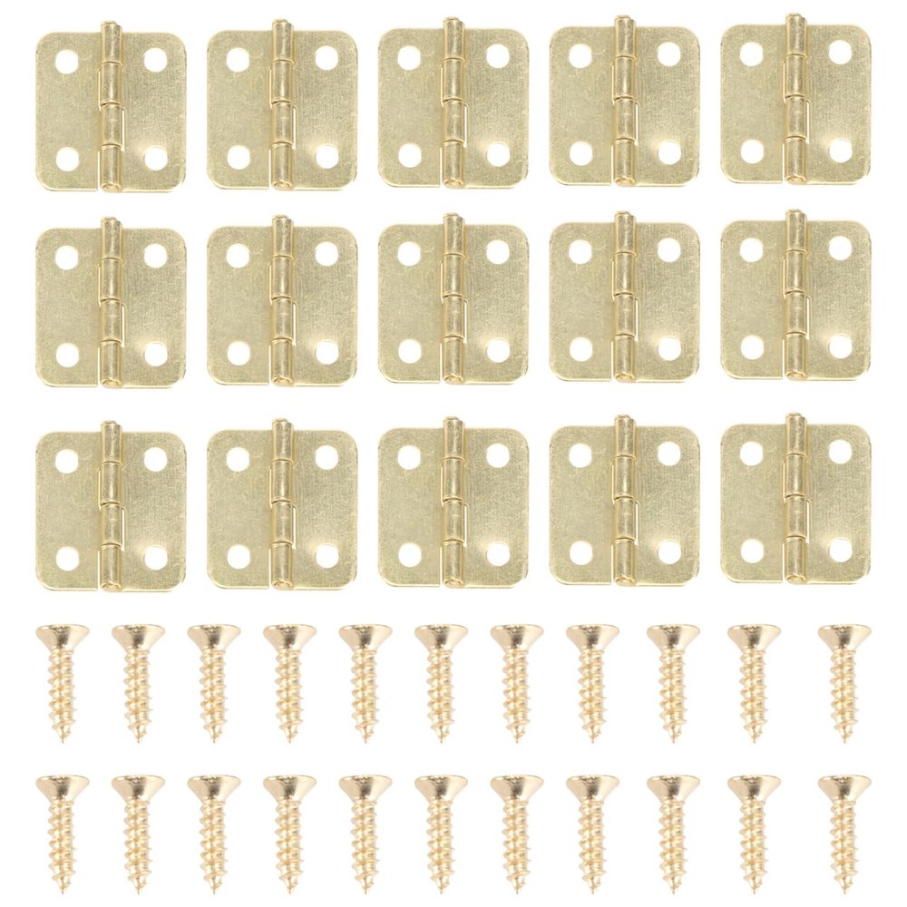 20pcs Dollhouse Mini Hinges Hardware Miniature 1: Dollhouse Miniature Furniture Cabinet Closet with 80 Screws Yellow
