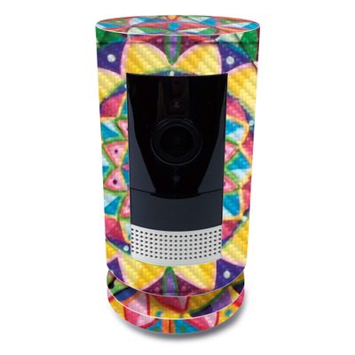MightySkins Carbon Fiber Skin for Ring Stick Up Cam Battery - Rainbow Kaleidoscope | Protective, Durable Textured Carbon Fiber Finish | Easy to Apply, Remove, and Change Styles | Made in The USA