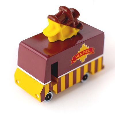 CANDYCAR Wooden Food Truck Collection - Waffle Van, Premium Handcrafted Beech Wood Toy Car