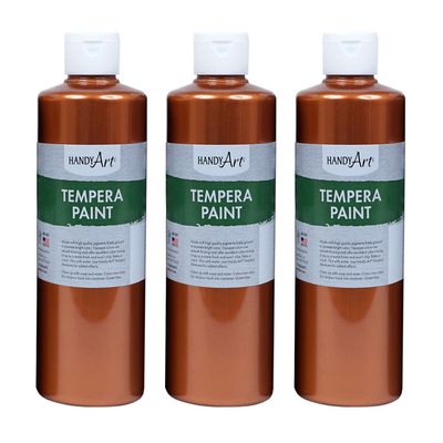 Handy Art Metallic Tempera Paint, Copper, 16 oz. Bottle, Pack of 3 (RPC231164-3)