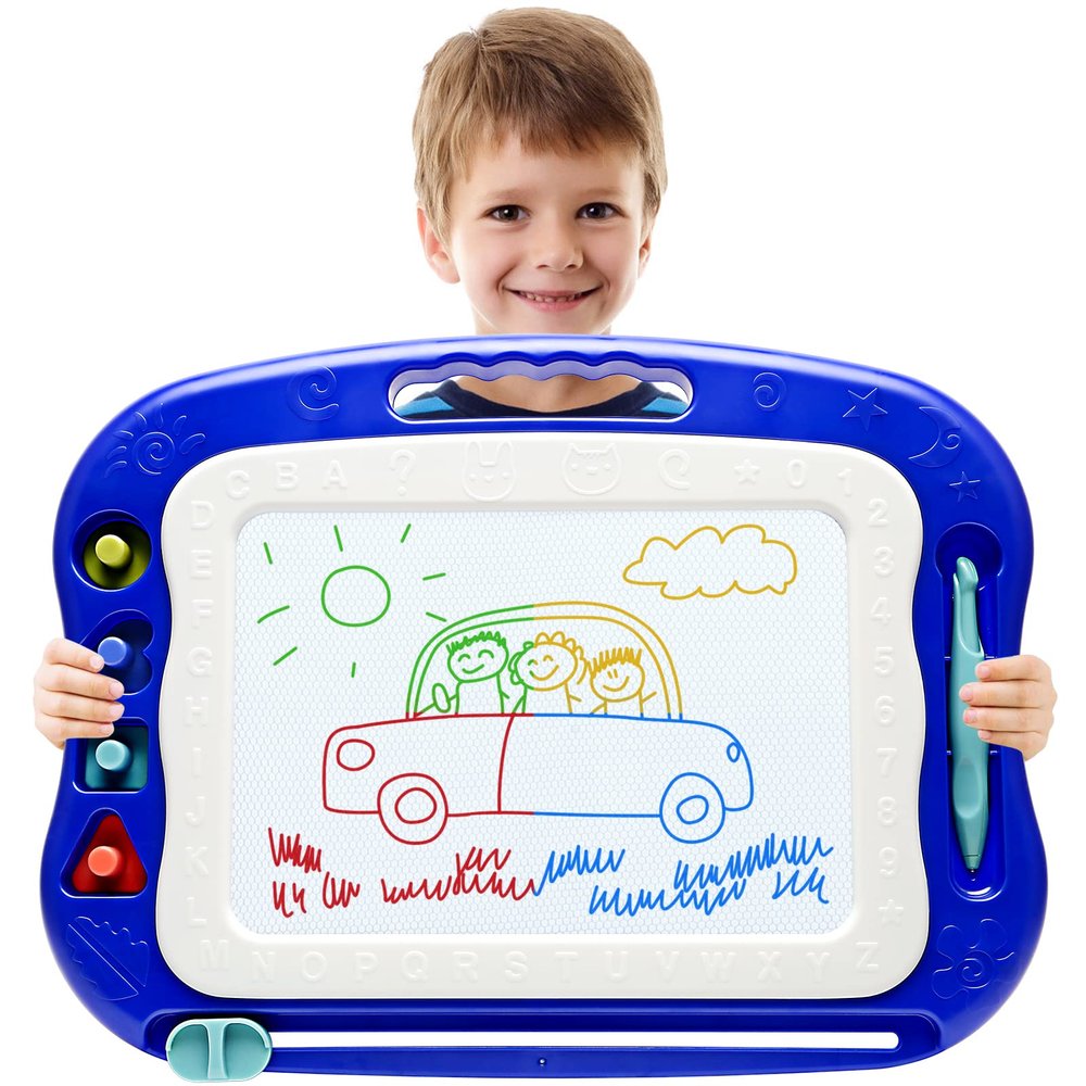 Magnetic Drawing Board,Large Doodle Board Toddler Toys for Girls Boys 3 4 5 6 7 Year Old Kids Gift Etch A Colorful Sketch Magnet Erasable Pad (Blue)
