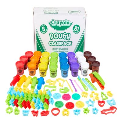 Crayola Assorted Dough Classpack with Tools, 8 Colors, Art Supplies, Over 100 Pieces, 24 per Carton