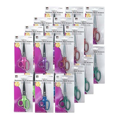 CLI Charles Leonard 5" Children's Stainless Steel Scissors, Pointed Tip, Assorted Colors, Pack of 24 (CHL80505-24)