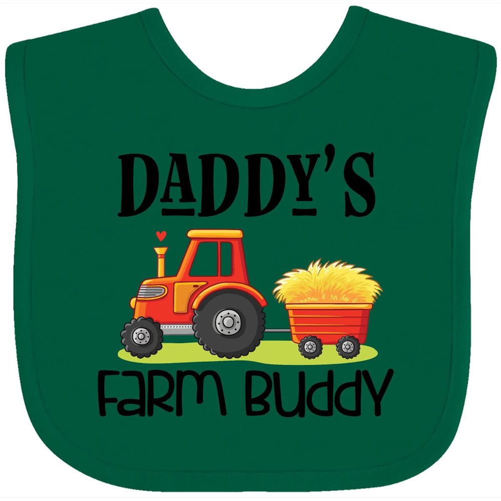 inktastic Daddy Farm Buddy Cute Tractor Baby Bib Green 39b25