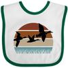 inktastic Duck Hunting Retro Sunset Hunter Baby Bib White and Green 37d0e view 1
