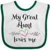 inktastic My Great Aunt Loves Me- Heart Baby Bib White and Green 37612 view 1