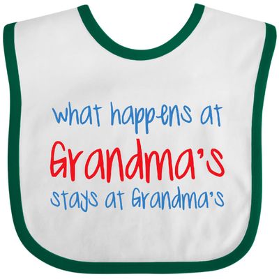 inktastic What Happens At Grandma's Baby Bib White and Green D0eb