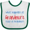 inktastic What Happens At Grandma's Baby Bib White and Green D0eb view 1