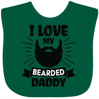 inktastic I Love My Bearded Daddy for Fathers Day with Grunge Baby Bib Green 35a06
