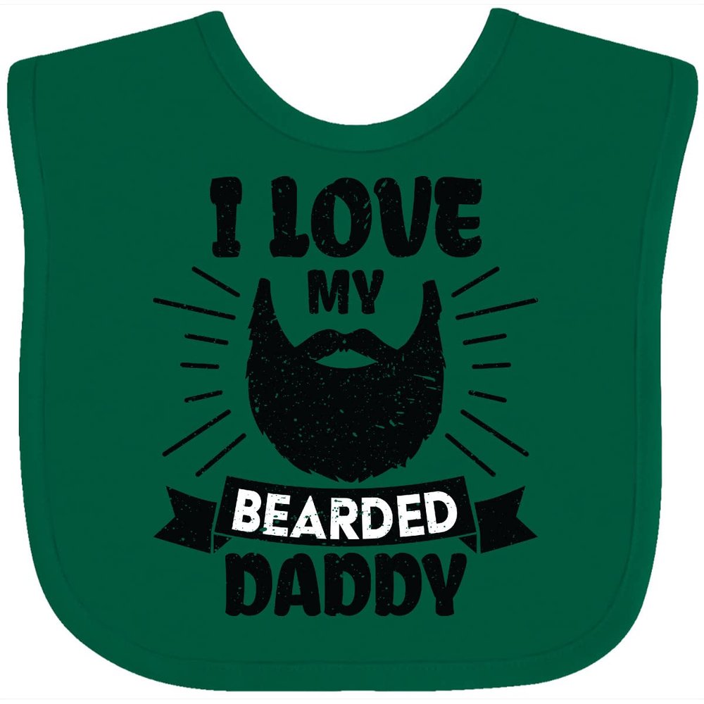 inktastic I Love My Bearded Daddy for Fathers Day with Grunge Baby Bib Green 35a06