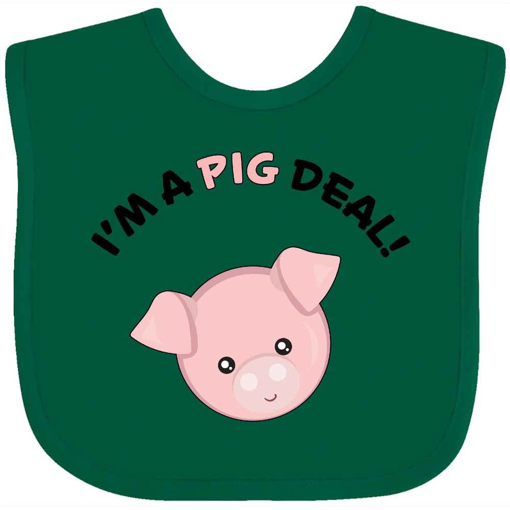 inktastic I'm a Pig Deal Cute Pig Pun Baby Bib Green 29b8f
