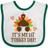 inktastic 1st Turkey Day Thanksgiving Baby Bib White and Green 2dd7b view 1
