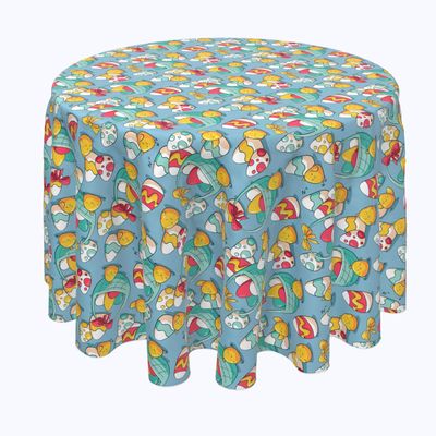 Fabric Textile Products, Machine Washable, 100% Milliken Polyester, Tablecloths, Table Runners, Napkins, & Outdoor Tablecloths, Doodle Baby Birds & Baskets (90" Round)