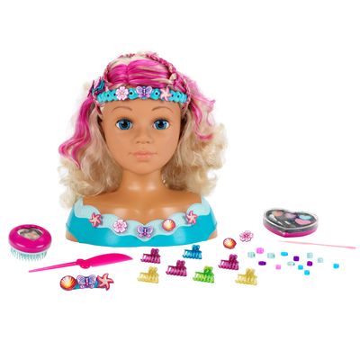 Klein Theo 5398 Princess Coralie Make - up and Hairdressing Head Mariella | with Hair Accessories, Cosmetics and Much More | Toy for Children from 3 Years Old