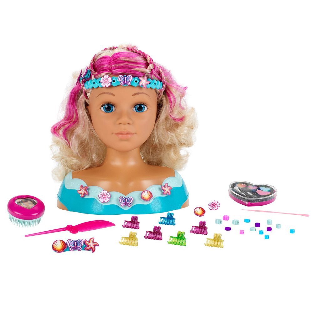Klein Theo 5398 Princess Coralie Make - up and Hairdressing Head Mariella | with Hair Accessories, Cosmetics and Much More | Toy for Children from 3 Years Old