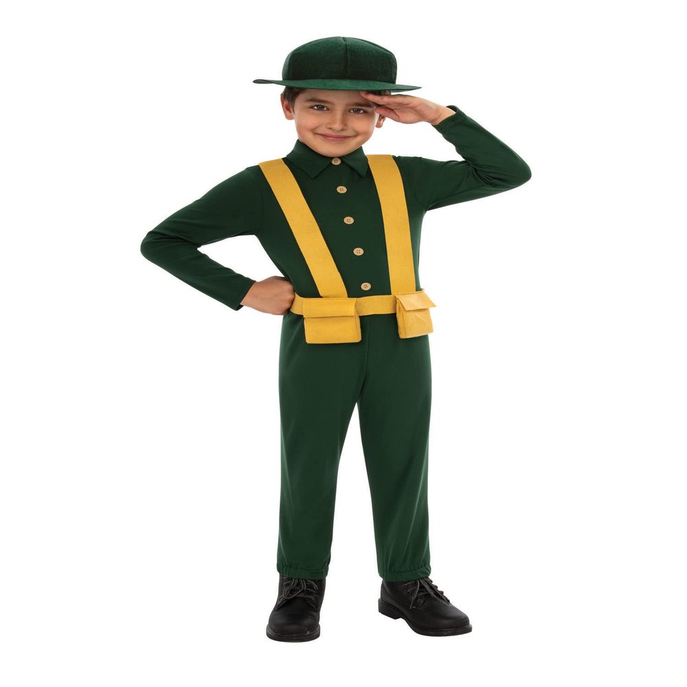 Bristol Novelty CF228L WWI Soldier (BN Original) Large Costume, Boys, Green, Yellow, Age 8-10 Years Old