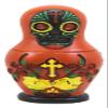 Ebros 3 Piece Set Day of The Dead Sugar Skulls Spirit Skeletons Nesting Dolls Matroyshka Babushka Figurines 6" Tall Ossuary Macabre Halloween Accent (Red) view 3