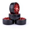 LAFEINA RC Plastic Wheel and Tire Set, 63mm Hard Tyres for 1/10 Drift Car HSP Tamiya HPI Kyosho On-Road Drifting Car (Red) view 2