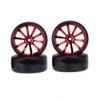 LAFEINA RC Plastic Wheel and Tire Set, 63mm Hard Tyres for 1/10 Drift Car HSP Tamiya HPI Kyosho On-Road Drifting Car (Red) view 3